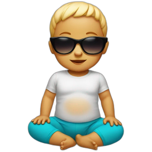 Baby yoga with black sunglasses emoji