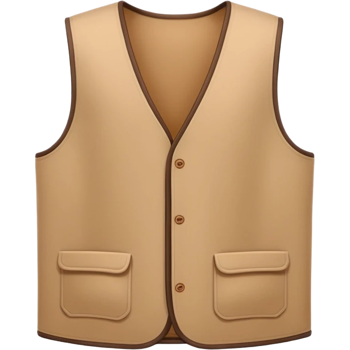 A 3D Apple-style emoji of a simple sleeveless vest (yelek), front view, minimal and clean design, soft fabric texture, neutral colors, cartoon-like and cute style emoji