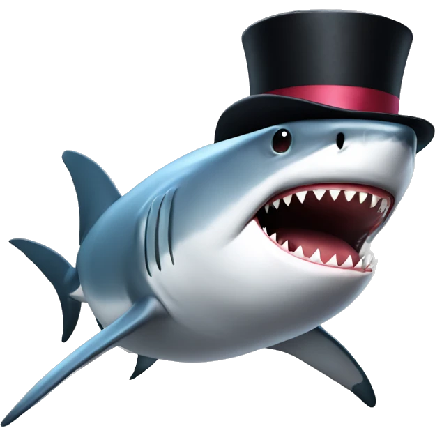 Shark with a top hat emoji