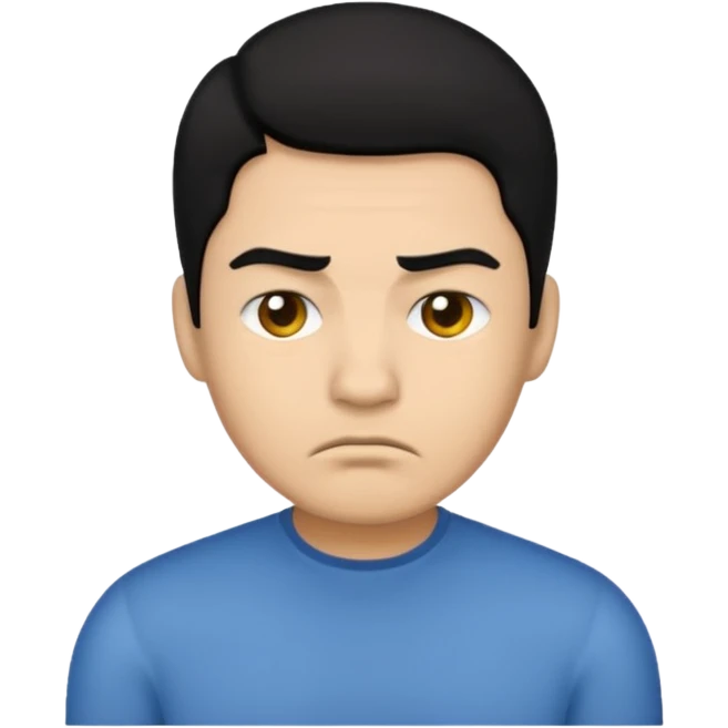 lightskin man with black hair emoji with a frown emoji