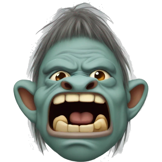 troll creature with loudly crying face emoji