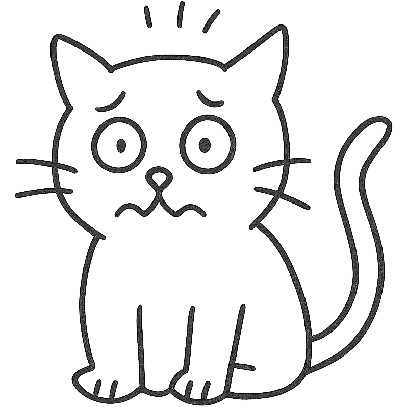 nervous cat with outline hand drawn style emoji