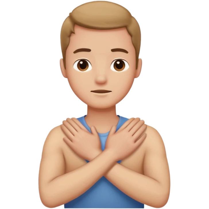 guy holding neck hands crossed emoji