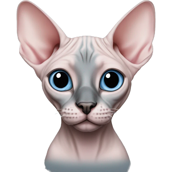 Pink grey canadian sphynx cat with blue eyes and black nose  emoji