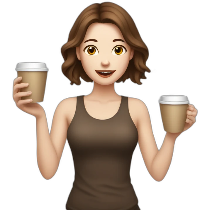woman with brown hair and pale skin juggling with coffee cups emoji