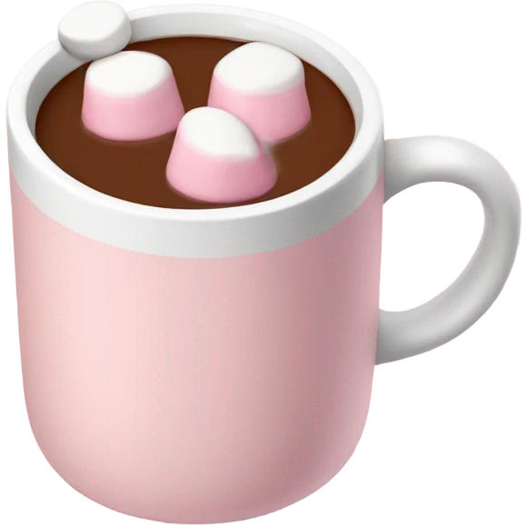 Light Pink mug of hot chocolate with marshmallows  emoji