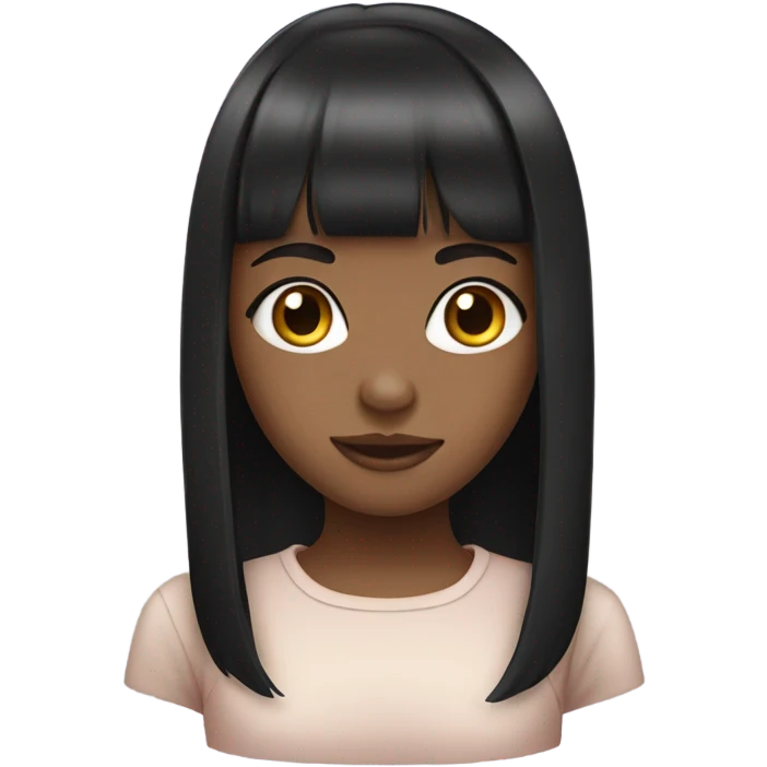 young girl, black haircut with bangs, fair skin emoji
