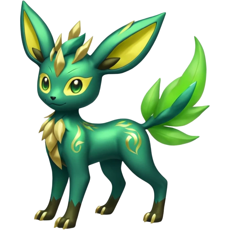 Shiny 4-legged Electrike-Virizion-Zygarde-Leafeon-fusion, full body emoji