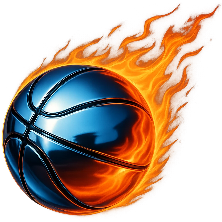chrome style basketball on fire emoji