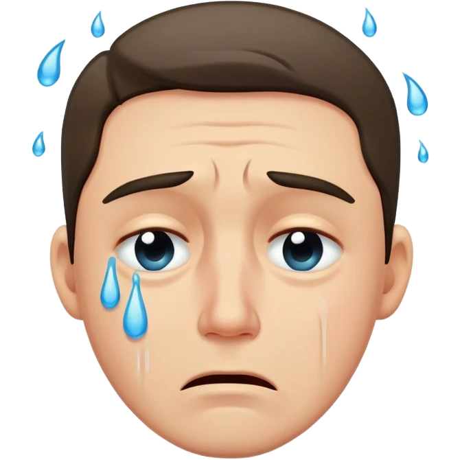 A man with tears streaming down his face, crying with sadness emoji