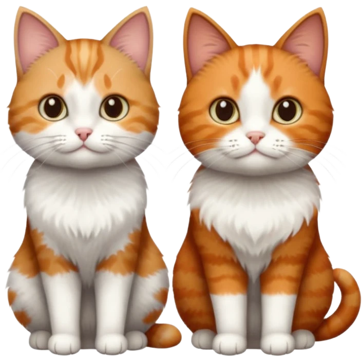 3 different coloured tiny short haired cats, including a dark grey and white cat, a ginger and white and a brown tabby and white emoji