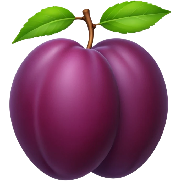 single plum fruit with a green leaf emoji