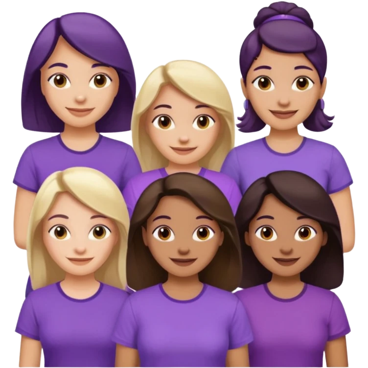 various races of women in a purple shirt ages 25-50 emoji