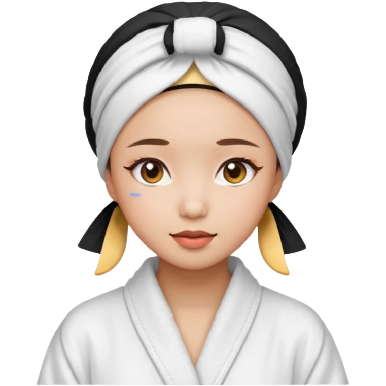 girl aesthetic emoji, asian beautiful make up white Bathrobe + Headscarf emoji