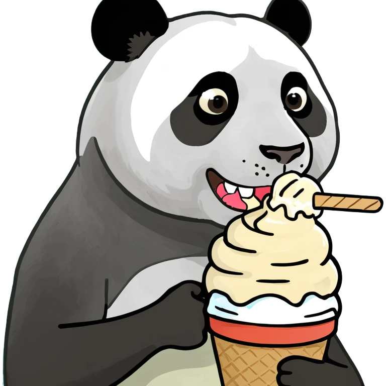 Panda eating ice cream emoji