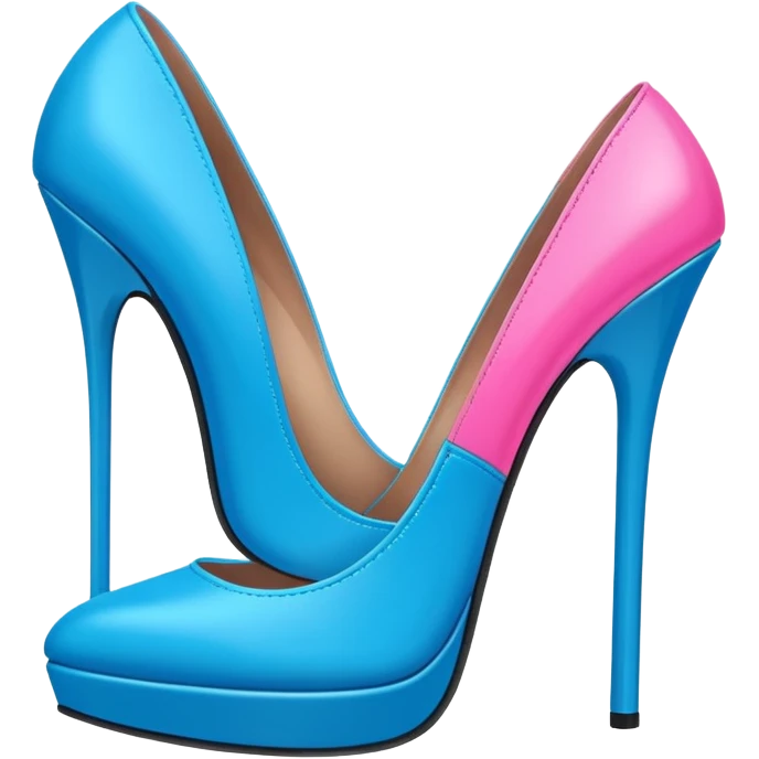 Shiny neon blue REALISTIC high heel pink emoji
