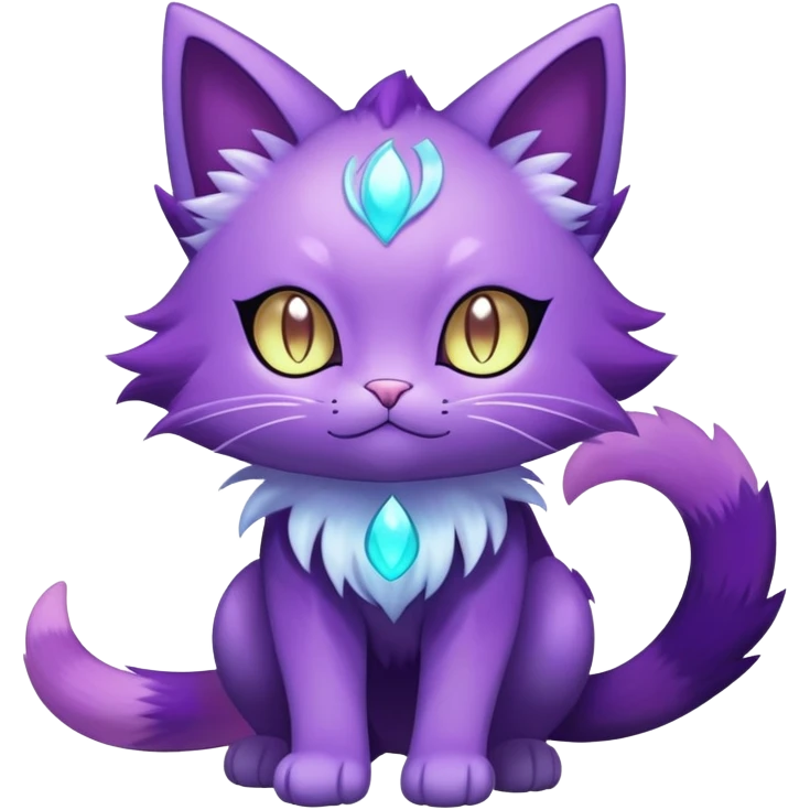 Shiny Magical Elemental Mysterious Purrloin-Delcatty-Pokémon-Fakémon-hybrid-creature (full body) emoji