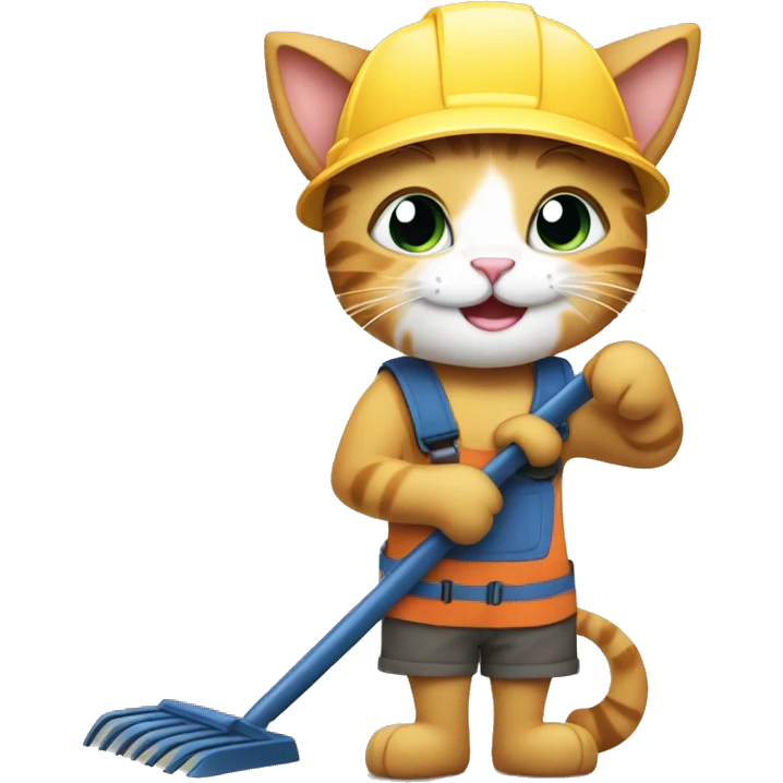 happy cats doing yardwork emoji