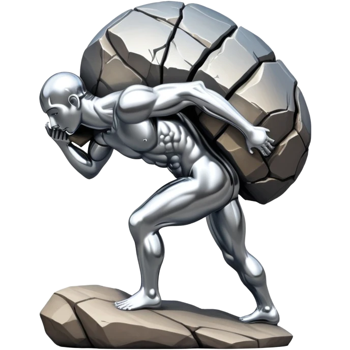 sorayama Sisyphus carrying big boulder on his back sculpture emoji