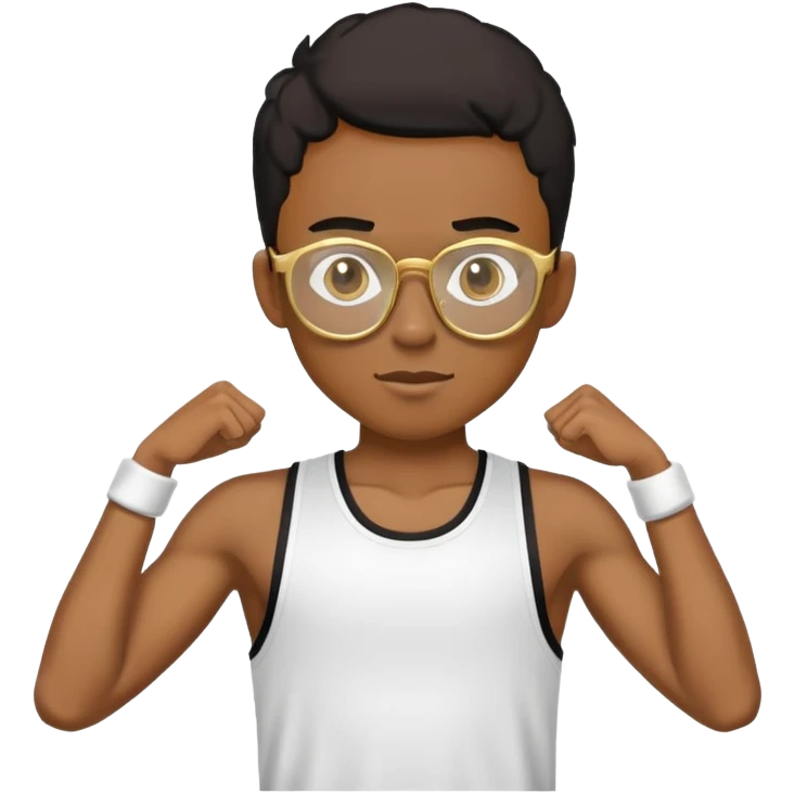 skinny black boy in gym outf with gold glasses emoji