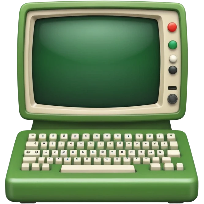 mac os icon code computer retro terminal, black, green white, numbers and code on the screen emoji