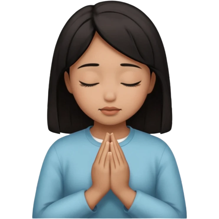 brown girl praying curls black hair and eyes closed emoji