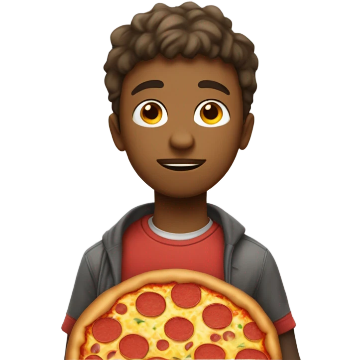 Boy with a pizza head emoji