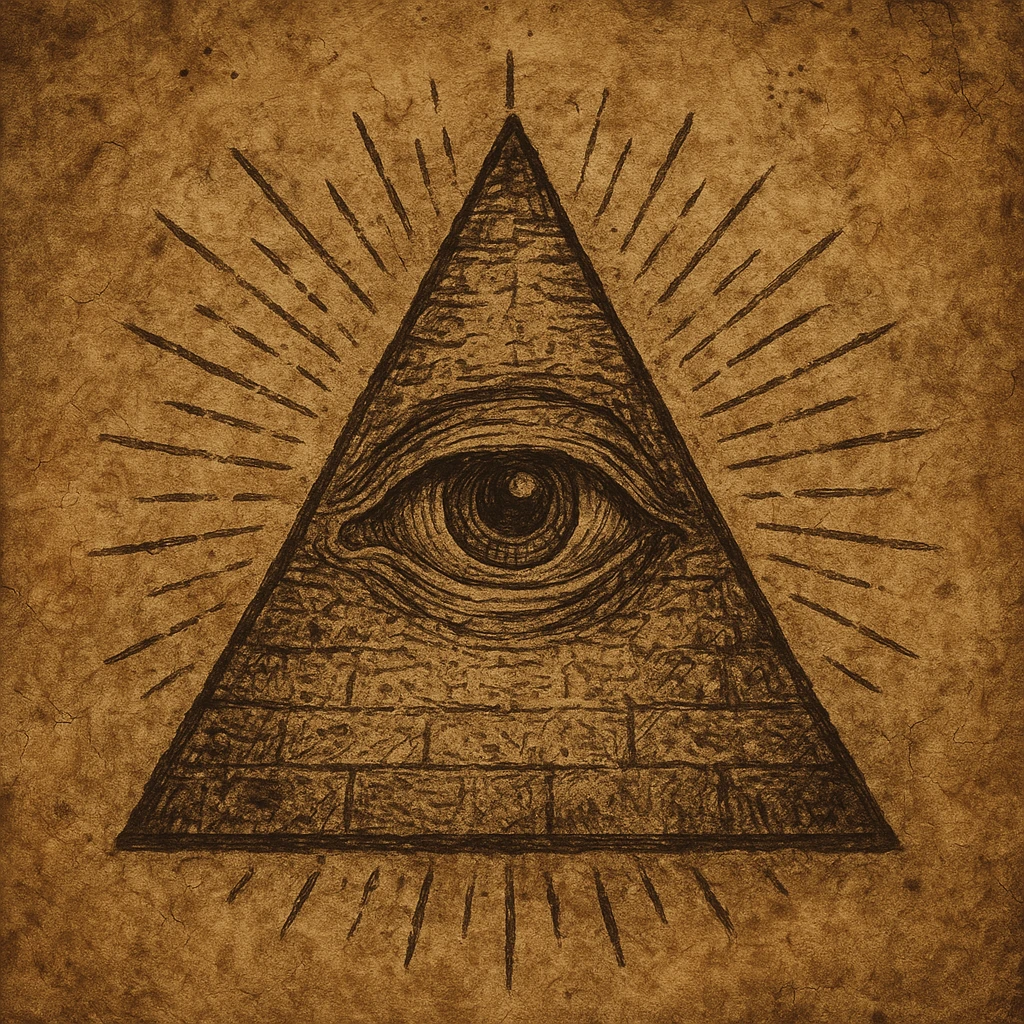 the Illuminati symbol, pyramid with an eye, ancient and mystical emoji