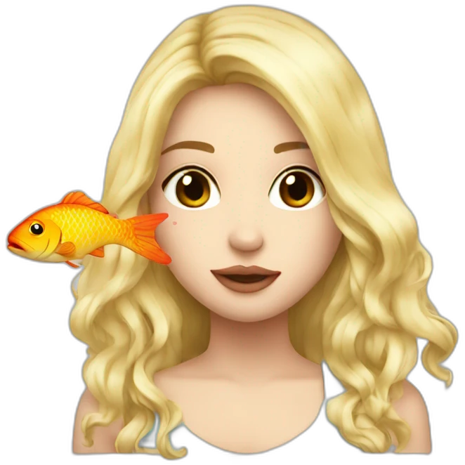 Girl blonde long hair kiss big fish emoji