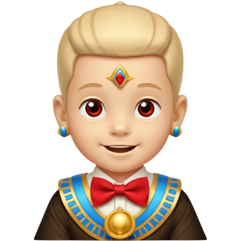 baby guy, pacifier, wearing phraoh royal ancient custome, red bow tie emoji