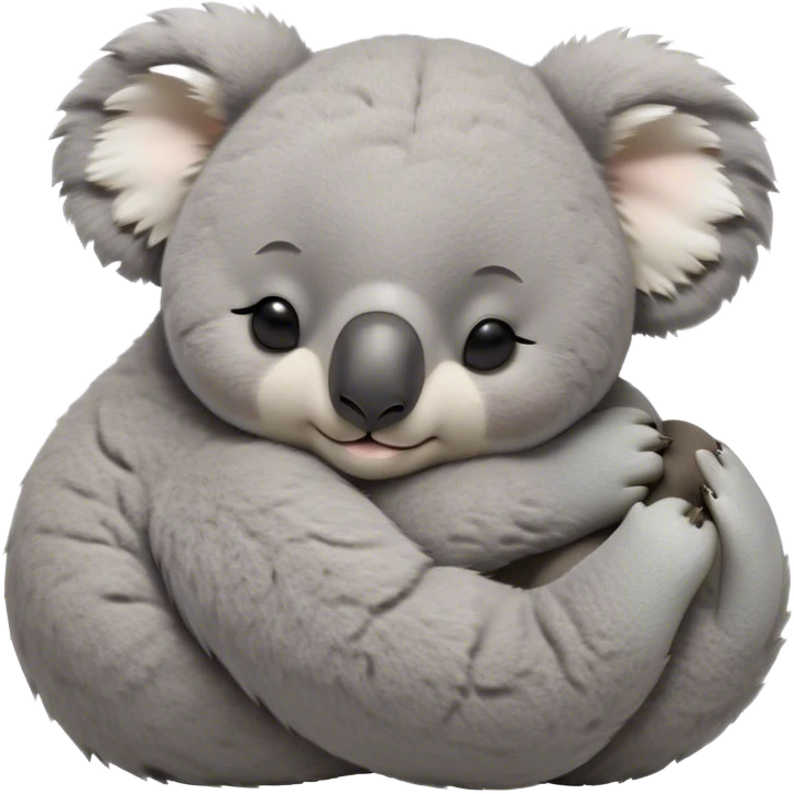 Meme-Worthy Cute Sleeping Koala Portrait Emoji, Head resting peacefully with a contented smile, showcasing a cuddly build and a luxuriously soft grey fur, eyes shut in a serene, restful snooze, Simplified yet hilariously adorable features, highly detailed, glowing with a soft, drowsy light, high shine, relaxed and utterly lovable, stylized with an air of playful laziness, bright and heartwarming, soft glowing outline, capturing the essence of a comically sleepy koala, so meme‐worthy it feels like it could instantly become the next viral sensation of adorable slumber! emoji