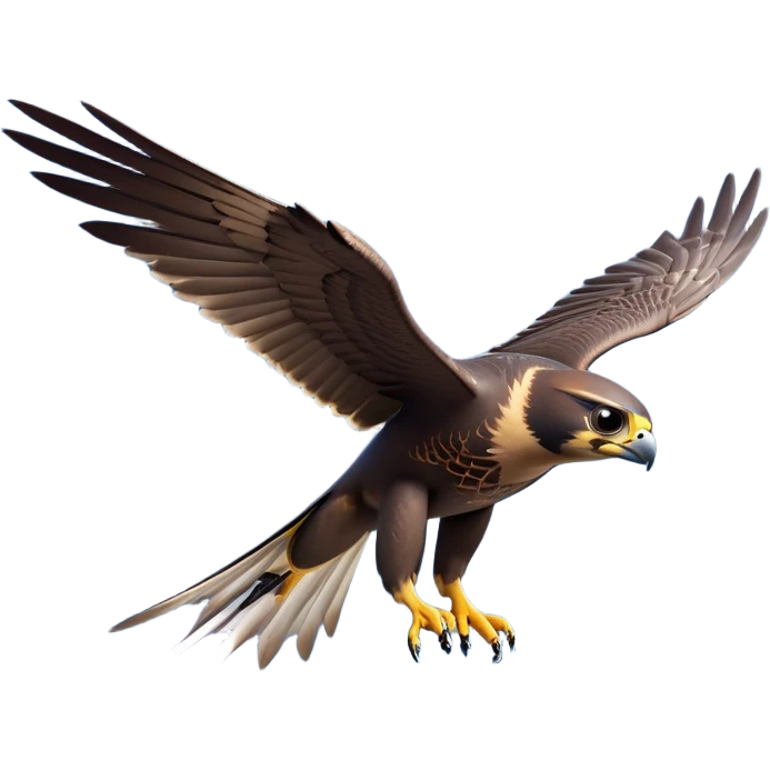 cinematic-peragrin falcon-realistic-full-body-diving-emoji,-sleek-aerodynamic-frame-plummeting-through-the-air-with-lightning-speed,-razor-sharp-talons-poised-for-the-strike,-feathered-wings-angled-for-maximum-precision,-keen-dark-eyes-locked-onto-its prey emoji