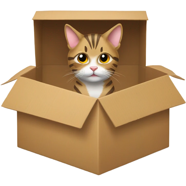 Tabby cat sat in a box with head out  emoji