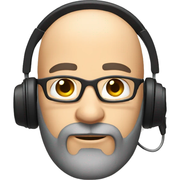 bald gamer man with beard with headset emoji