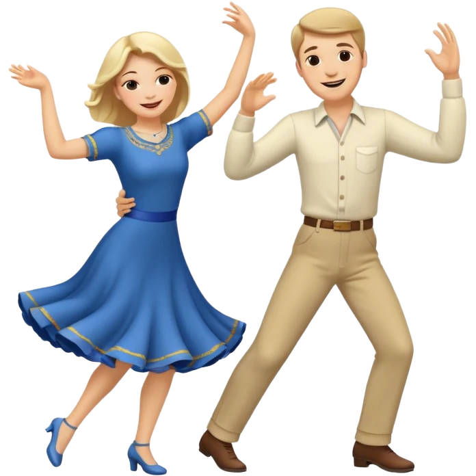 White Man and white woman dancing white emoji