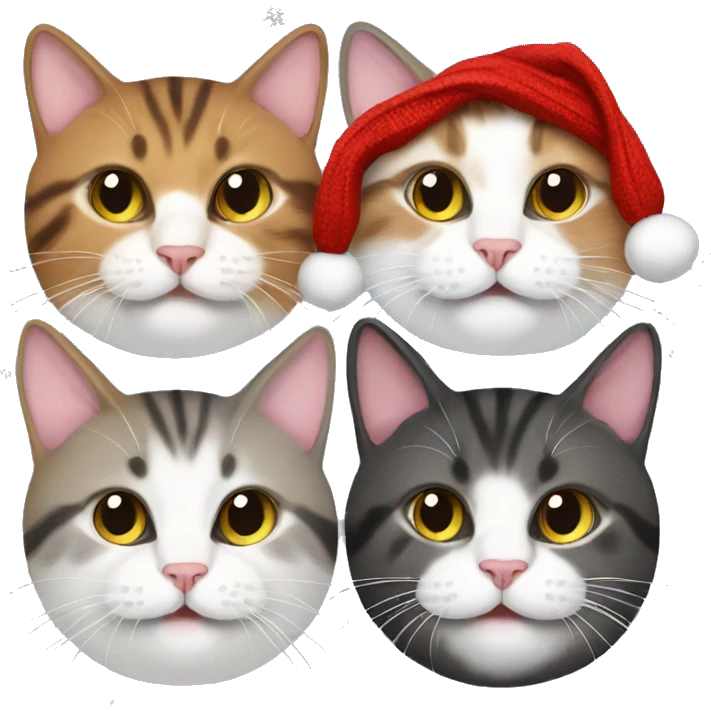 four cats wearing Christmas sweaters emoji