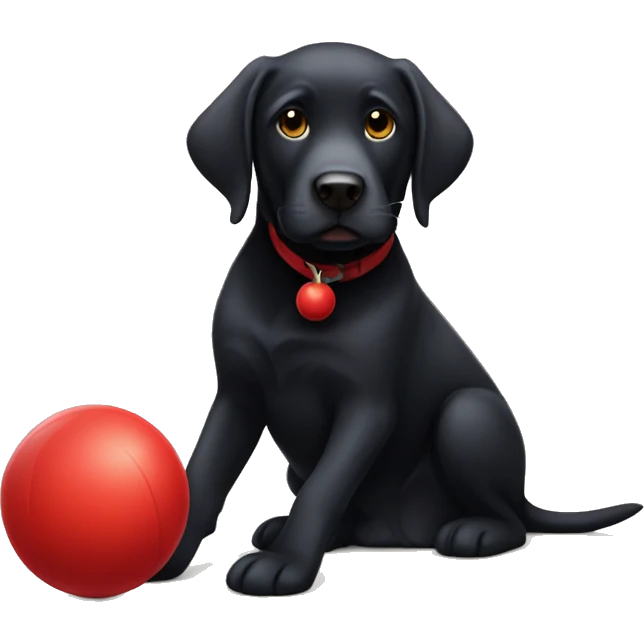 Black lab with red Kong ball  emoji