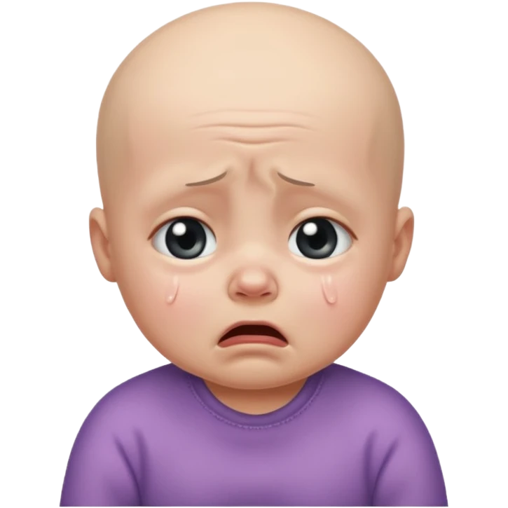 a portrait of crying baby , no hair emoji