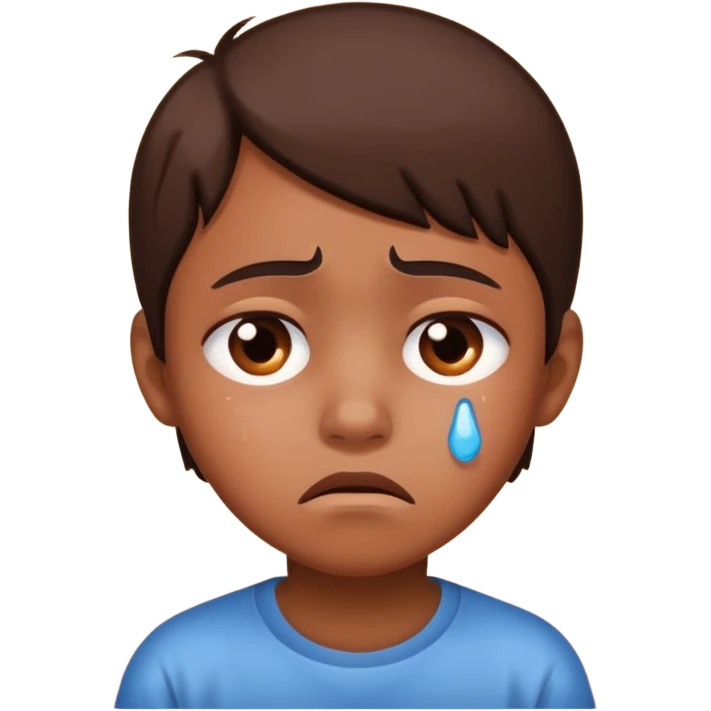kid with brown clear skin sad hurt emoji