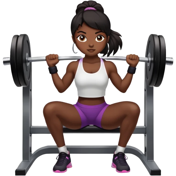 black dark girl tied dark hair lifting weights gym emoji
