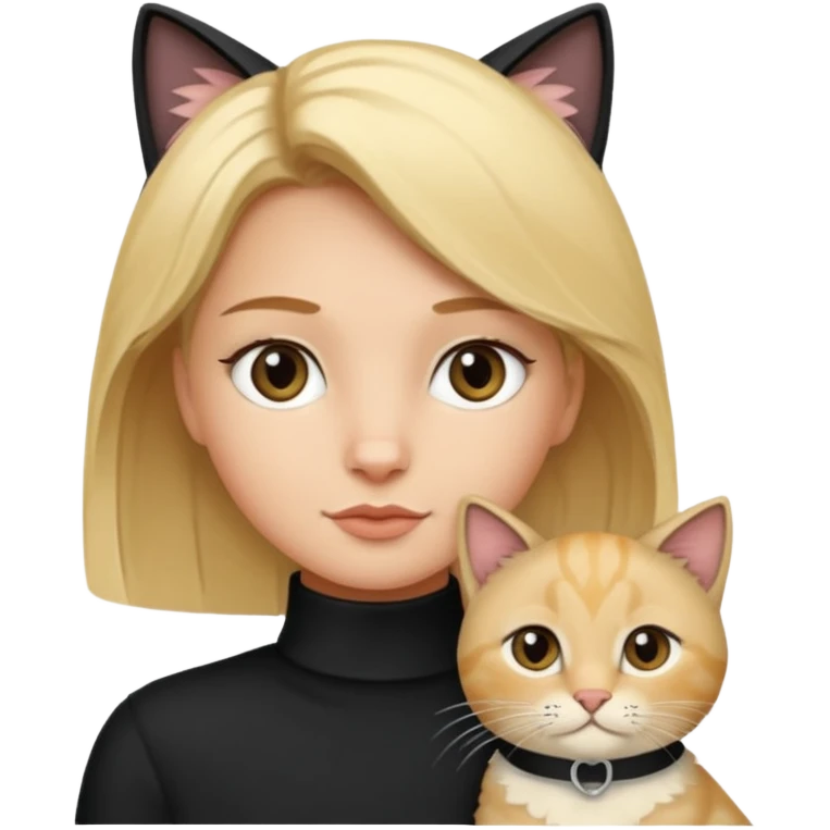 Blondes Mädchen mit einer schwarzen katze in den armen  emoji