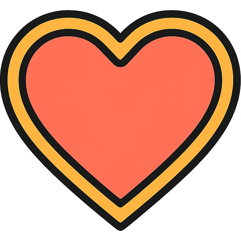 playful modern heart icon with color outline emoji