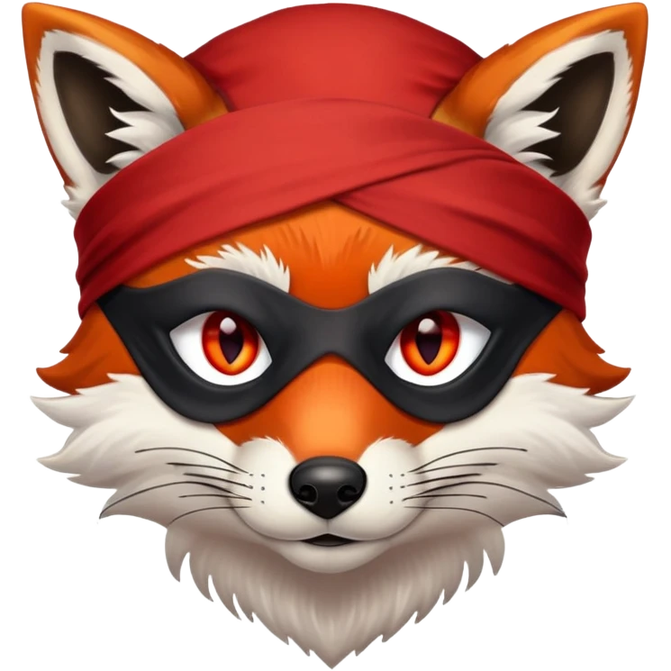 Fox with fiery red eyes, one eye covered with pirate blindfold emoji