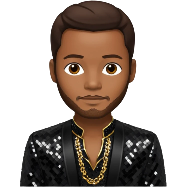 Jaheim with dark brown hair, black sequin outfit  emoji