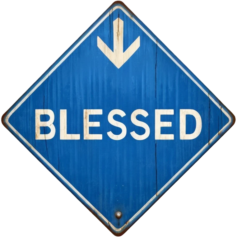 a blue road sign "blessed" emoji