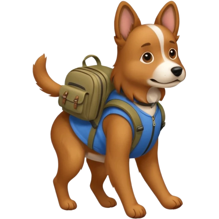 a dog walking with a backpack
 emoji