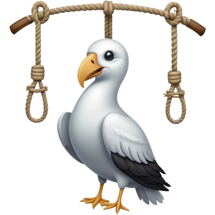 Dead cartoon albatross tied to a noose as seen in the Rime of the Ancient Ma emoji