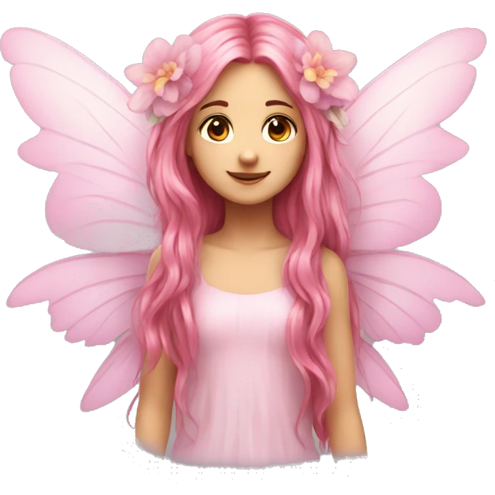 wings, flower fairy, pink, long hair emoji