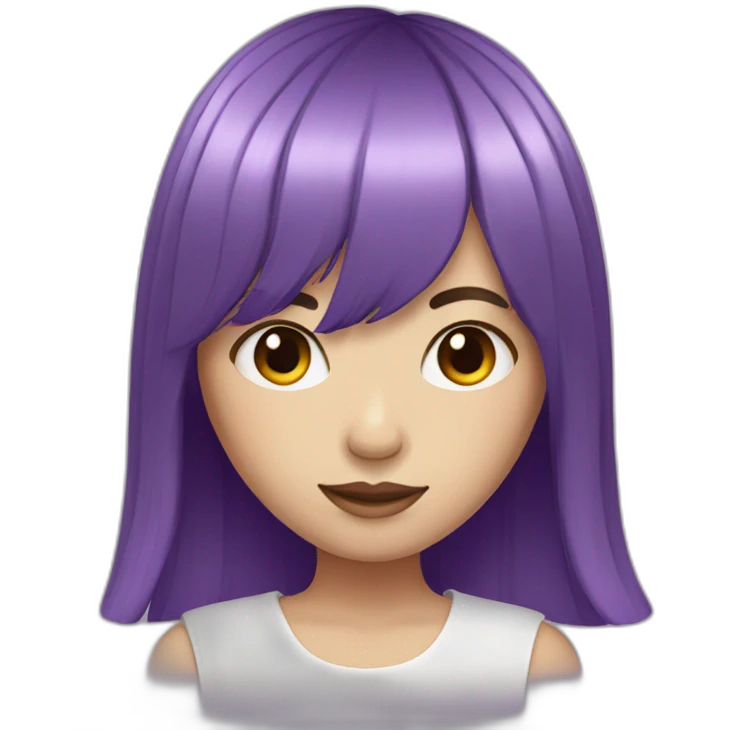 Purple hair girl with bangs and white skin emoji