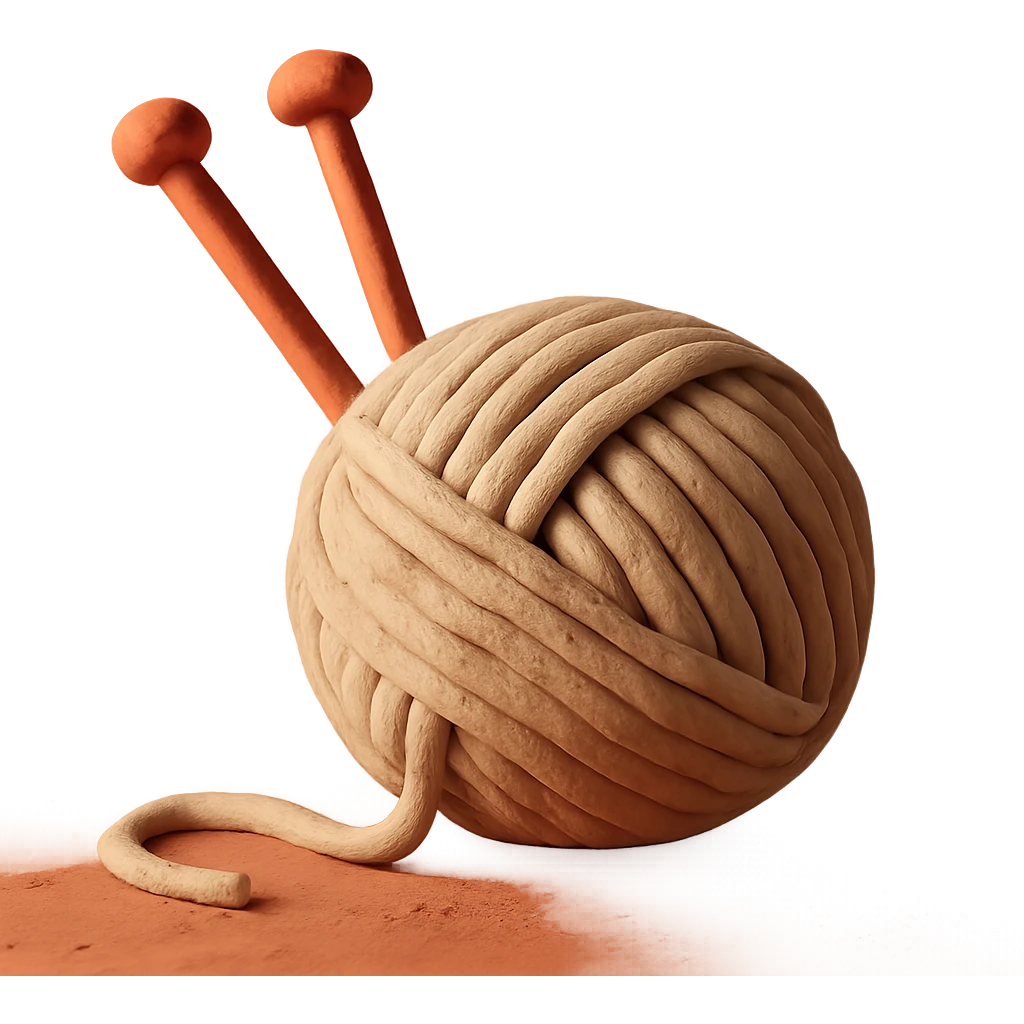 ball of beige mohair wool with knitting needles emoji